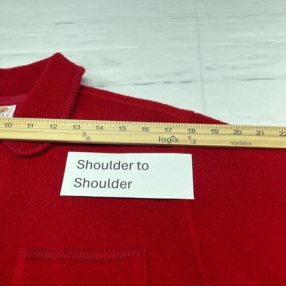 Talbots Cherry Red Malden Mills Fleece Petite Shirt/Jacket/Shacket , Sz: SP - Picture 7 of 11